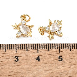 Brass Micro Pave Cubic Zirconia Pendants&nbsp;KK-A291-20G