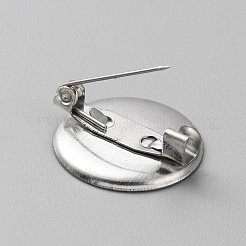 鉄のブローチベースのセッティング  ブランクラペルピンカボションセッティング  フラットラウンド  プラチナ  19x6.5mm  トレイ：16.5mm&nbsp;IFIN-WH0085-15D