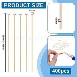 304ステンレススチールフラットヘッドピン400個  18KGP本金メッキ  35x0.6mm  22ゲージ  ヘッド：1.4mm&nbsp;STAS-PH0007-15