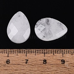 天然石クオーツクリスタルペンダント  ロッククリスタルティアドロップチャーム  多面カット  17.5~18.5x12.5~13.5x5~6.5mm  穴：0.9~1.6mm&nbsp;G-N362-13G