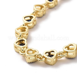 Enamel Evil Eye & Cubic Zirconia Heart Link Chain Bracelet&nbsp;BJEW-H555-01A