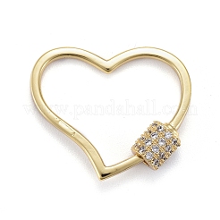 Brass Micro Pave Clear Cubic Zirconia Screw Carabiner Lock Charms&nbsp;ZIRC-E164-05G