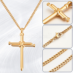 DIY 304 Stainless Steel Nail Cross Pendant Necklace Making Kits&nbsp;DIY-BBC0002-32G