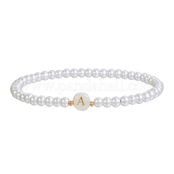 Plastic Pearl Round Beaded Stretch Bracelets for Women&nbsp;WGC81DB-01