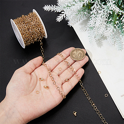 DIY 304ステンレススチールローロチェーンネックレス作成キット  ゴールドカラー  5~9x5~6x0.5~3mm  穴：1~3.5mm&nbsp;DIY-BBC0002-03