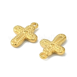 304ステンレスペンダント  クロスチャーム  ゴールドカラー  19x13x3mm  穴：1.8mm&nbsp;STAS-F294-01A-G
