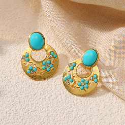 Zinc Alloy Resin Stud Earrings&nbsp;FS-WG97014-01