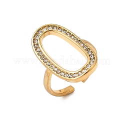 304 Stainless Steel Rhinestone Cuff Open Rings for Women&nbsp;RB-CBA2039-01G-03