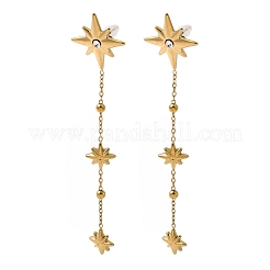 304 Stainless Steel Crystal Rhinestone Star Dangle Stud Earring&nbsp;EJEW-G451-04G