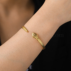 304 Stainless Steel Snake Cuff Bangle&nbsp;LS-BJEW-F456-01G