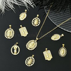 12 個 6 スタイル真鍮とキュービックジルコニアペンダント  混合図形  ゴールドカラー  22~25.5x14~19x2~3mm  穴：2.5~3.5x4~5mm  2個/スタイル&nbsp;KK-CJ0002-19