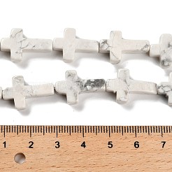 天然石ハウライトビーズ連売り  クロス  20.5x12.5x4.5mm  穴：1mm  約19個/連  15.55''（39.5センチメートル）&nbsp;G-I337-A07-01