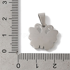 変色しない304ステンレススチールペンダント  バタフライチャーム  ステンレス鋼色  15x16.5x3.5mm  穴：7x3.5mm&nbsp;STAS-Z075-18P
