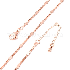 女性用真鍮カーブチェーンネックレス  304ステンレススチール製カニカン付き  ラックめっき  鉛フリー＆カドミウムフリー  長持ちメッキ  ローズゴールド  17.72インチ（45cm）&nbsp;NJEW-D302-07RG