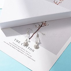 宝石ダングルイヤリング  真鍮製のピアスフック付き  チップ  50~55mm  ピン：0.7mm&nbsp;EJEW-JE04890-04
