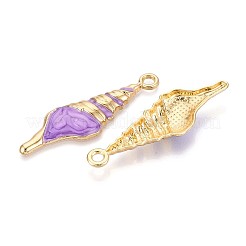 合金とエナメルの大きなペンダント  巻き貝の形  カドミウムフリー＆ニッケルフリー＆鉛フリー  ゴールドカラー  ミックスカラー  61.5x20x6mm  穴：4mm&nbsp;PALLOY-T092-88M