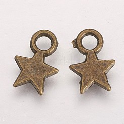 チベットスタイルのスタンピングブランクタグチャームペンダント  クリスマスの星  鉛フリーとニッケルフリー  アンティークブロンズ  10x8x1mm  穴：2mm&nbsp;X-TIBEP-A123046-AB-FF