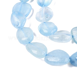 天然石アクアマリンビーズ連売り  ナゲット  8~15x7~12x4~12mm  穴：1mm  約30~45個/連  15.7インチ&nbsp;G-R445-8x10-36