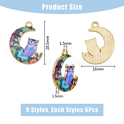 54Pcs 9 Styles Alloy Printed Pendants&nbsp;FIND-DC0003-77