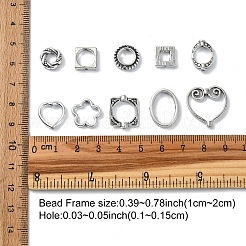 100Pcs 10 Styles Tibetan Style Alloy Bead Frames&nbsp;TIBEB-YW0001-27