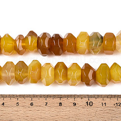 天然石瑪瑙ビーズ連売り  染め  多面カット  ロンデル  ゴールデンロッド  11~18x11~18x8~10mm  穴：1.2mm  約40~41個/連  14.57~14.96インチ（37~38cm）&nbsp;G-N356-01A-18