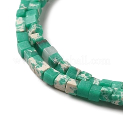 合成インペリアルジャスパービーズ連売り  染め  キューブ  グリーン  2~2.5x2.5~3.5x2.5~3mm  穴：0.4mm  約157~165個/連  14.96~15.75''（38~40センチメートル）&nbsp;G-B064-A37