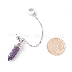 Double Pointed Bullet Natural Mixed Stone Dangle Stud Earrings&nbsp;EJEW-JE04707