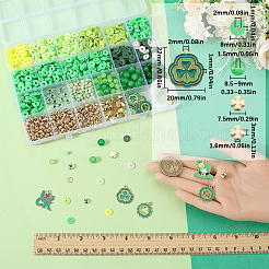 聖パトリックの日のテーマのDIYポリマー粘土ビーズ多層ブレスレット作成キット  グリーン  8x0.5~1mm  穴：2mm&nbsp;DIY-SC0028-61