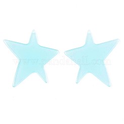 半透明の酢酸セルロース（樹脂）ペンダント  ソリッドカラー  スター  ミックスカラー  41.5x40x2.5mm  穴：1mm&nbsp;X-KY-T040-43