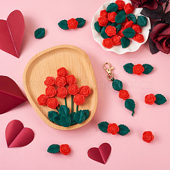 歯が生える子供のための DIY バラの花授乳ネックレス作成キット  食品グレードのシリコーン焦点ビーズを含む  ナイロン糸  ミックスカラー  ビーズ：20~24x20~20.5x7.5~11.5mm  40個/袋&nbsp;DIY-TA0006-35
