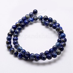 天然石ラピスラズリビーズ連売り  ラウンド  8mm  穴：1mm  約45~47個/連  15インチ（38cm）&nbsp;X-G-A163-07-8mm
