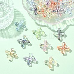 50 個の UV メッキ透明アクリルビーズ  クロス  ミックスカラー  24~24.5x25x9.5mm  穴：2mm&nbsp;MACR-CJ0002-21