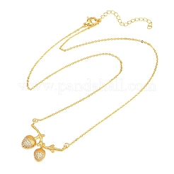 Brass Micro Pave Clear Cubic Zirconia 2 Acorn Pendant Necklaces&nbsp;NJEW-K311-02G