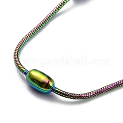 Ion Plating(IP) 304 Stainless Steel Round Snake Chain Necklace with Oval Beaded&nbsp;NJEW-E098-04RC