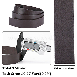 フラットレザージュエリーコード3本  ジュエリーDIY製版材料  ココナッツブラウン  25x2mm  約80cm/pc&nbsp;WL-GF0001-16A-01
