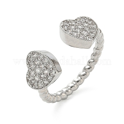 Brass Micro Pave Cubic Zirconia Cuff Open Rings&nbsp;RJEW-C163-03B-P