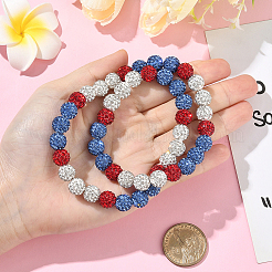 1Pc Polymer Clay Rhinestone Round Beaded Stretch Necklaces&nbsp;NJEW-SP0001-14G