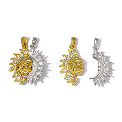 Brass Micro Pave Clear Cubic Zirconia Pendants&nbsp;CU-OY001-54G