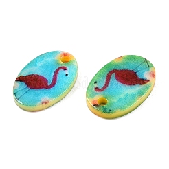 Natural Freshwater Shell Double Face Printed Oval Charms&nbsp;SHEL-T020-05A