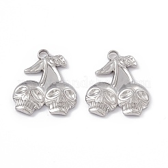 変色しない304ステンレススチールペンダント  スカルチャーム  ステンレス鋼色  25x21.5x3mm  穴：3mm&nbsp;STAS-B031-06P