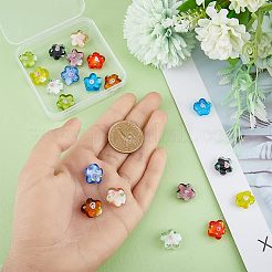20色のガラスビーズ10個  梅の花  ミックスカラー  13.5x15x7mm  穴：1.2mm  2個/カラー&nbsp;FIND-HY0001-03