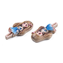 オペーク樹脂カボション  女の子  ライトスカイブルー  24.5x13.5x4.5mm&nbsp;CRES-N018-048