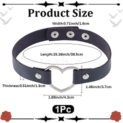 Punk Metal Heart PU Leather Choker Necklaces for Women&nbsp;NJEW-CL0001-20