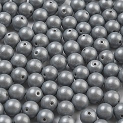 ベーキングペイント ガラスシードビーズ 3/0個  ラウンド  濃いグレー  6mm  穴：0.9mm  約1500個/ポンド&nbsp;SEED-A034-02F