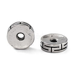 316サージカルステンレススチールビーズ、手磨き仕上げ  コラム  アンティークシルバー  10x3mm  穴：1.9mm&nbsp;STAS-K276-11C-AS