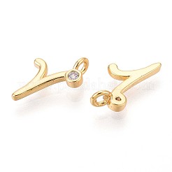 Brass Micro Pave Cubic Zirconia Charms&nbsp;KK-N263-97G-R