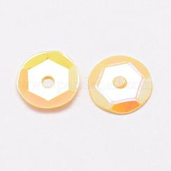 プラスチックスパンコールビーズ  半カップ状のスパンコールビーズ  中ハート孔  シャンパンイエロー  10x0.5mm  穴：1mm&nbsp;PVC-A002-10mm-01