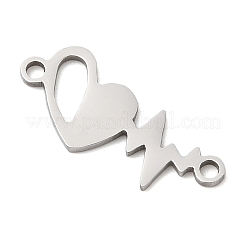 201ステンレススチールハートコネクターチャーム  ステンレス鋼色  9x22x1mm  穴：1.6mm&nbsp;STAS-Q341-05P