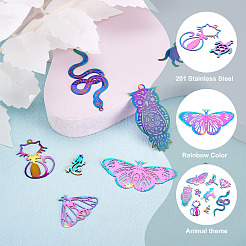 36Pcs 9 Style Ion Plating(IP) 201 Stainless Steel Filigree Pendants&nbsp;STAS-CW0001-05