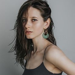 3ペア3スタイルの合金ティアドロップと菱形のダングルイヤリング（女性用）  赤い銅と緑の緑青  46~50.5mm  ピン：0.7mm  1ペア/スタイル&nbsp;EJEW-AN0002-01